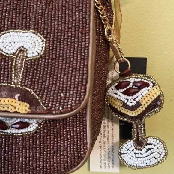 Espresso Martini Drink Made In India Hand Sewn Beaded Shoulder Bag w Charm NWT - Picture 3 of 9